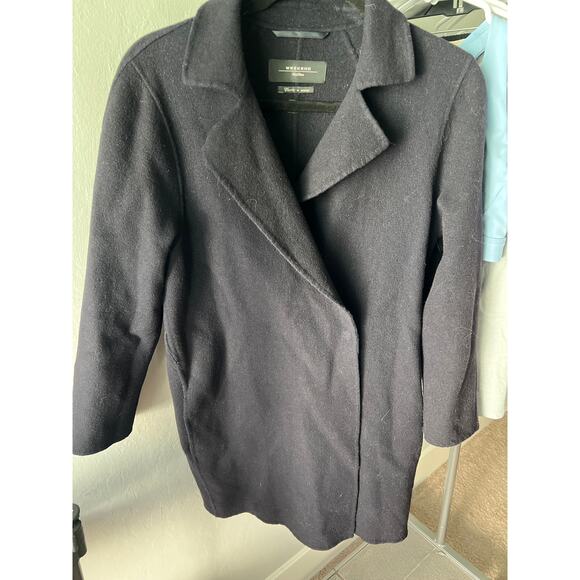 Weekend Max Mara Wool Coat – Dark Blue, Size 155/80A (US 4-6), Missing Belt - Picture 1 of 8
